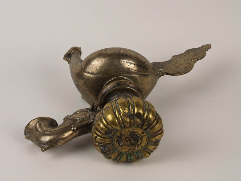 A Rare 17th / 18th C. Sri Lankan Mixed Brass Temple Lamp Suspended