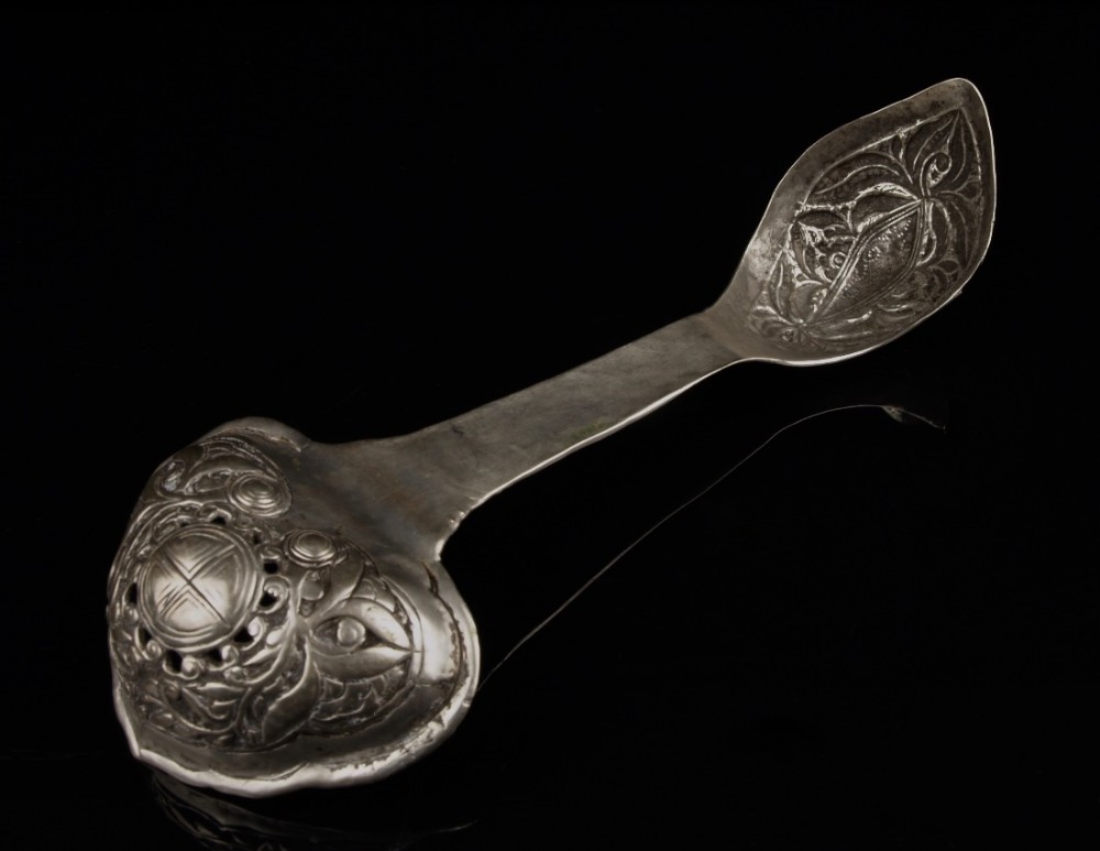 An Unusual 19th C. Himalayan Silver Buddhist Ritual Spoon - Tibet Or