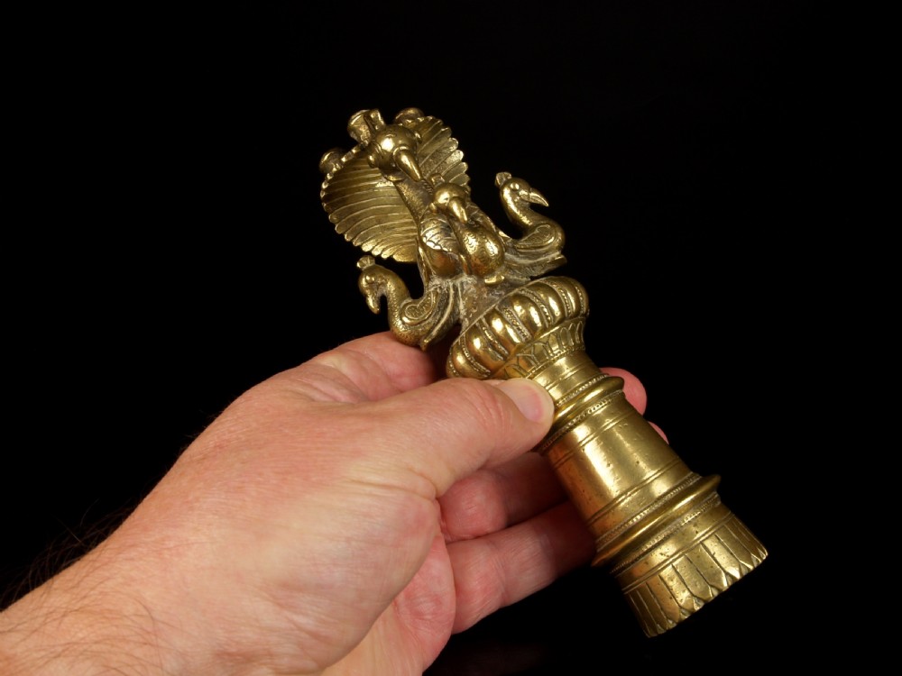 An Unusual 19th Century Indian Cast Brass Staff / Pole Finial. 511654