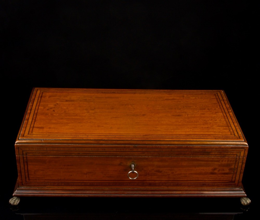 a large mid victorian inlaid satin walnut jewellery casket key