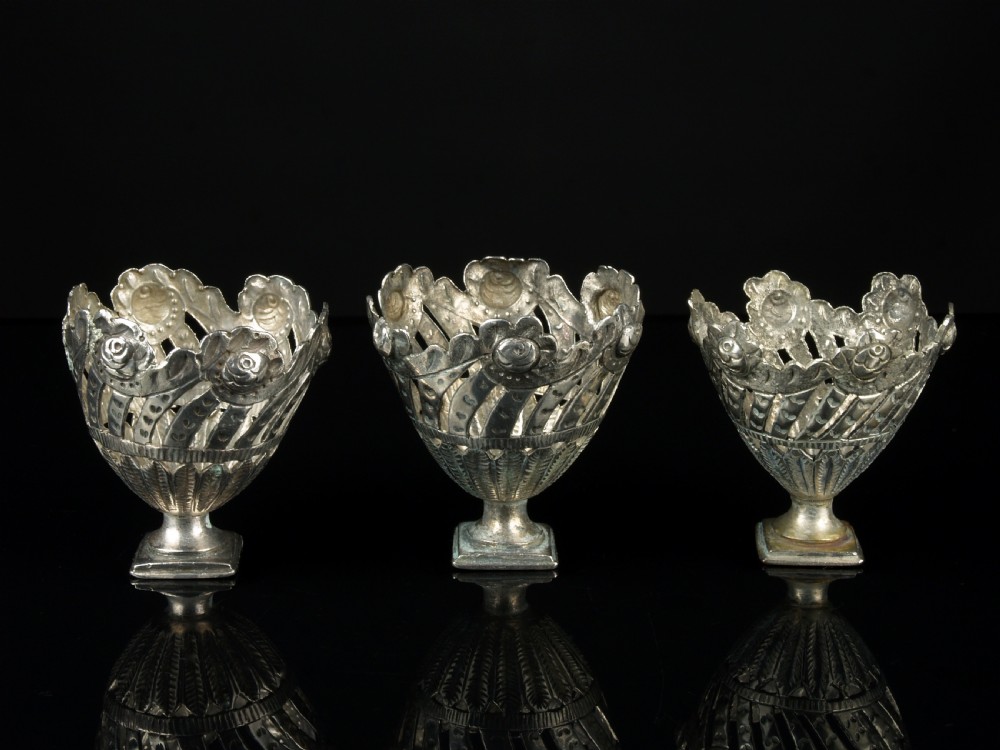three 19th century turkish ottoman silver zarf cup holders