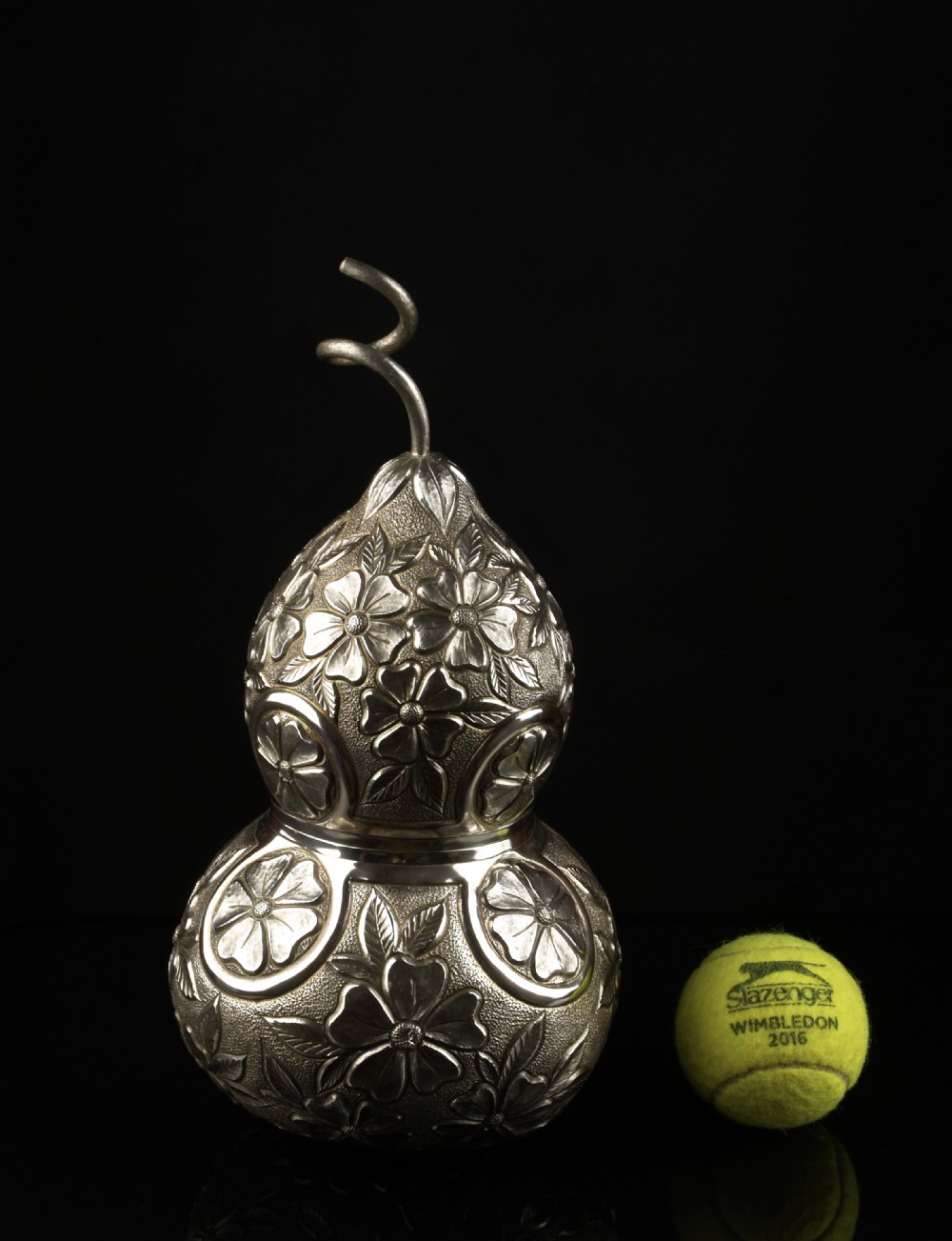 a most unusual mexican sterling silver 'gourd' form box by los ballesteros