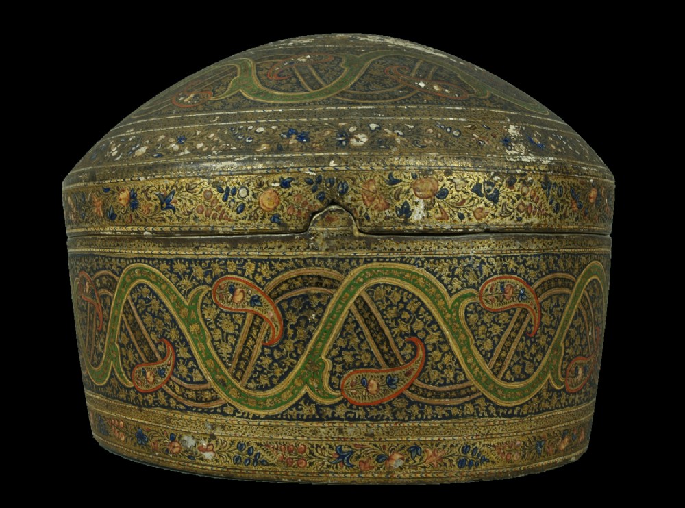 a 19th century kashmiri papier mache 'turban' box circa 1870