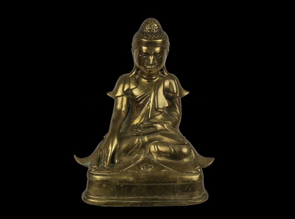 a late 19th century burmese cast brass figure of buddha shakyamuni