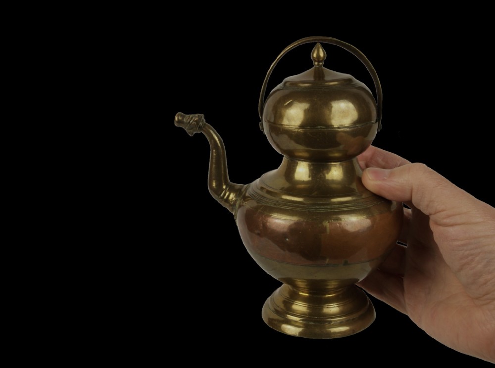 an unusual copper brass lota form holy water kamandal hindu india 19th century
