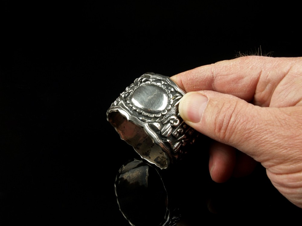 a fine hallmarked chinese export silver napkin ring maker luen wo circa 1890