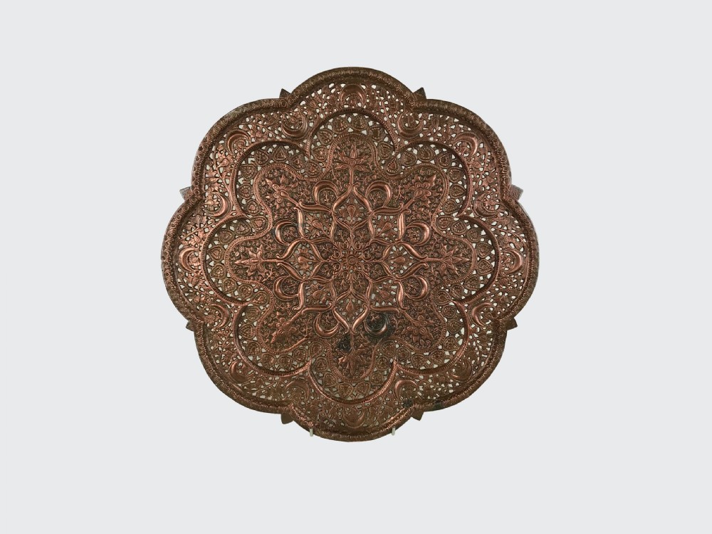 a finely decorated copper tray or salver kashmir circa 1880