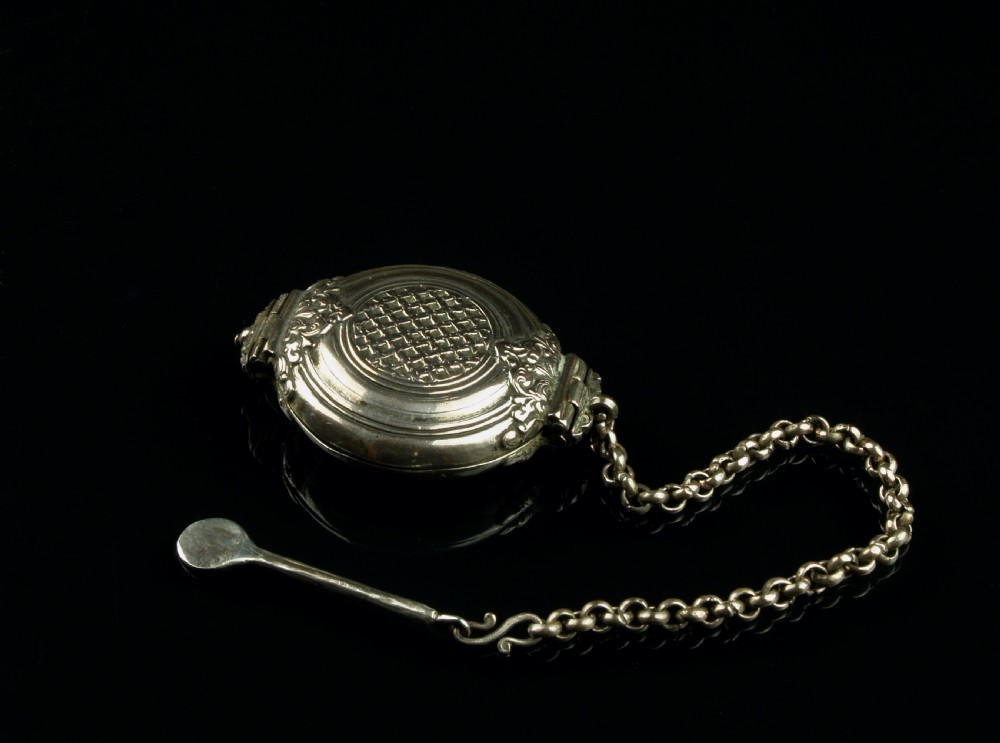 a silver betel lime box spatula kandy sri lanka 19th century
