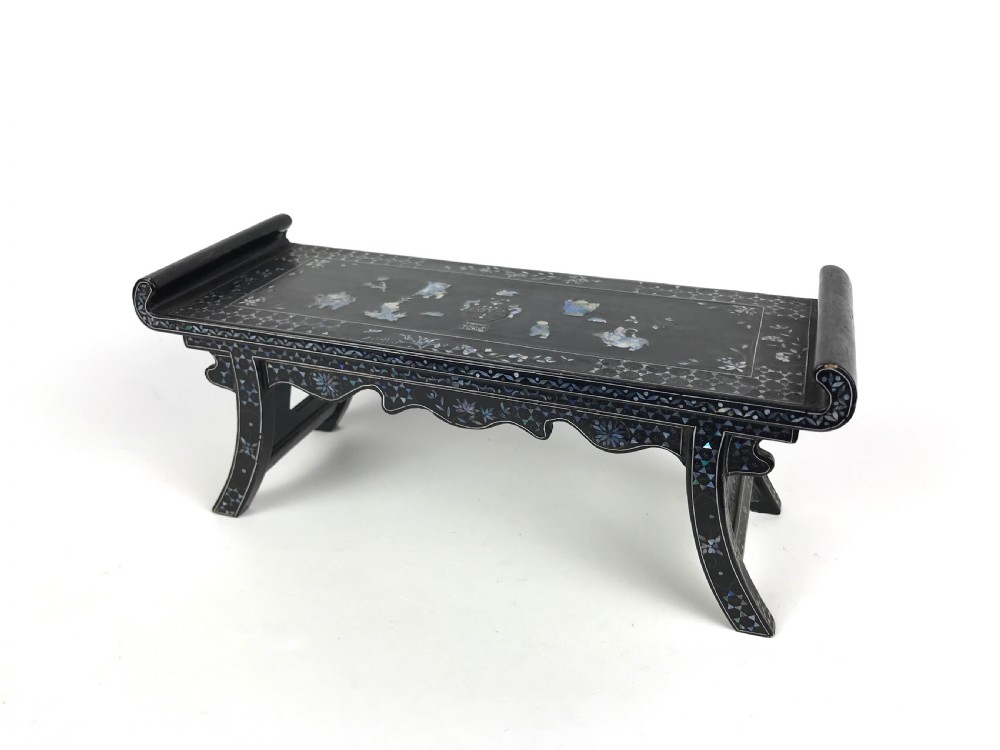 a chinese inlaid lacquerwork miniature harwood table qing dynasty 2nd half 19th century
