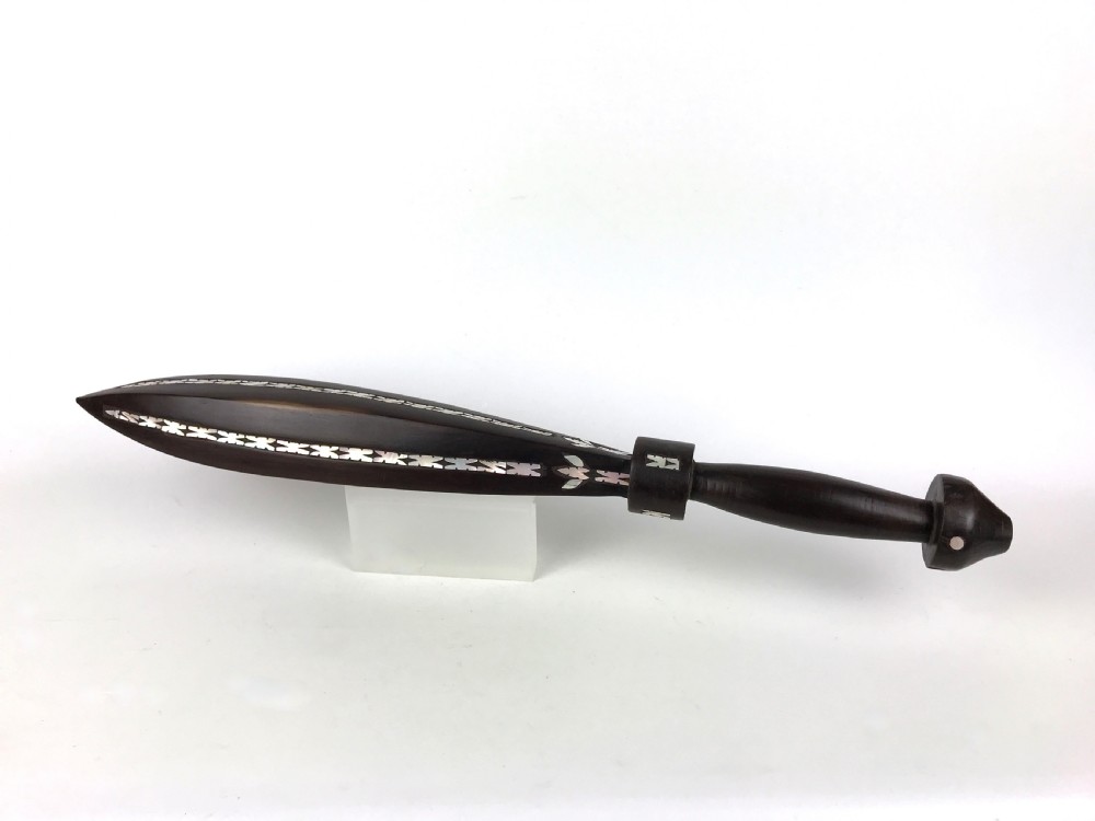 an unusual melanesian inlaid ironwood war club solomon islands early to mid 20th century