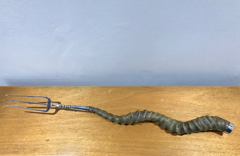 a scarce 19th century silver mounted horn toasting fork indian col scottish prov