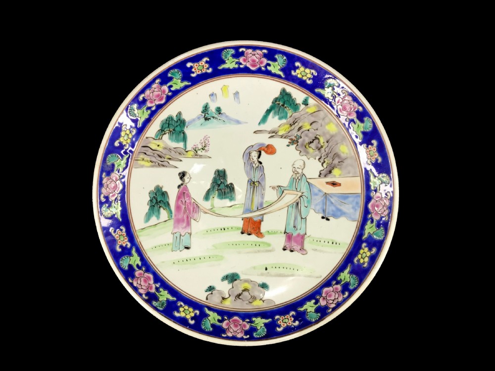 a japanese yamatoku mountain virtue porcelain charger late 19th c meiji period