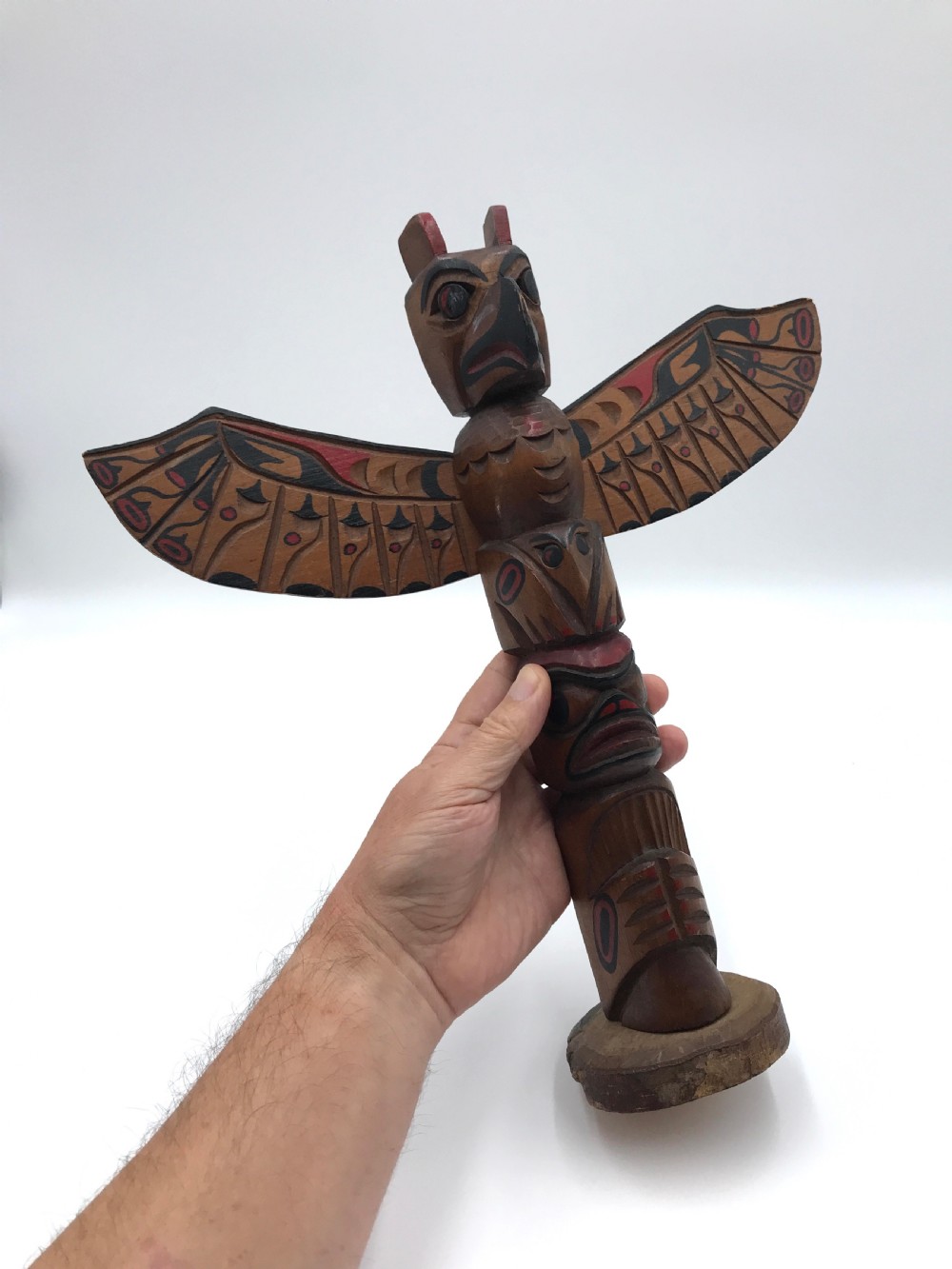 a native northwest coast cedarwood totem pole canadian mid 20th century