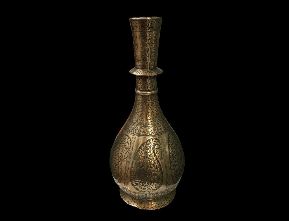 a finely decorated mughal cast brass huqqa base deccan india 18th century
