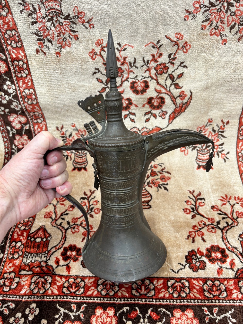 a fine copper and brass dallah coffee pot bedouin people nizwa oman early 20th century