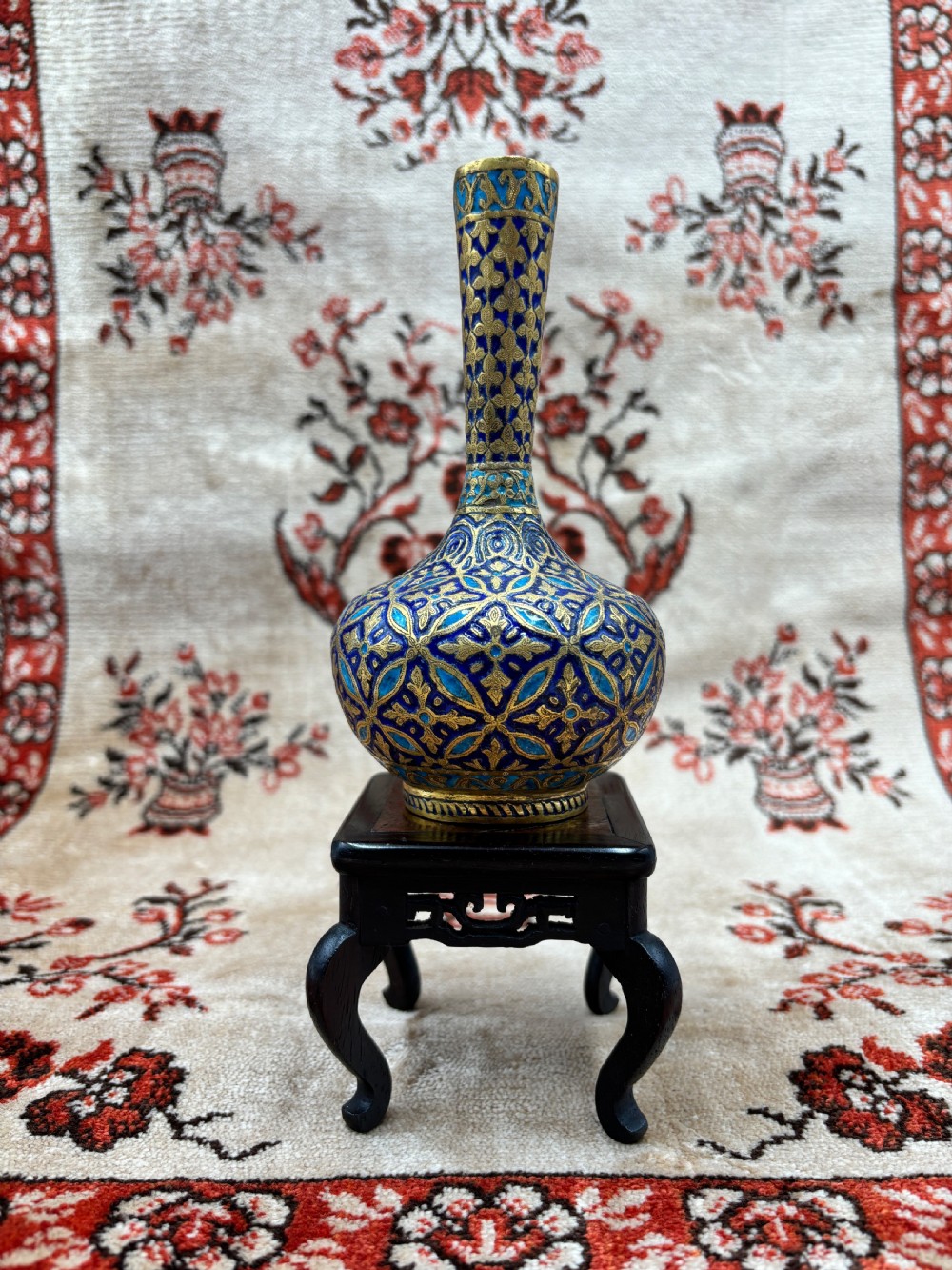 a 19th c kashmiri enamelled gilt copper surai circa 1880