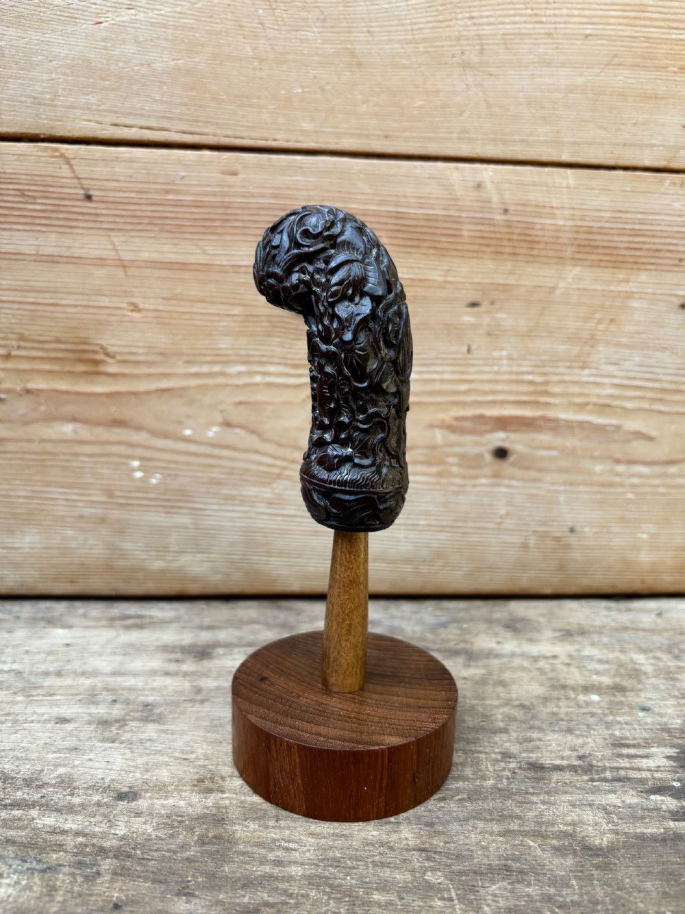 a fine 19th century carved hardwood kris hilt javanese possibly madura