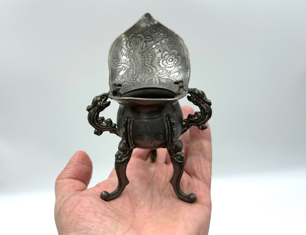 a chinese qing dynasty pewter libation cup 'jue' second half of the 19th century