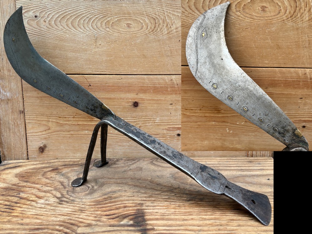 an unusual vegetable preparation cutter tool 'boti' india early 20th century