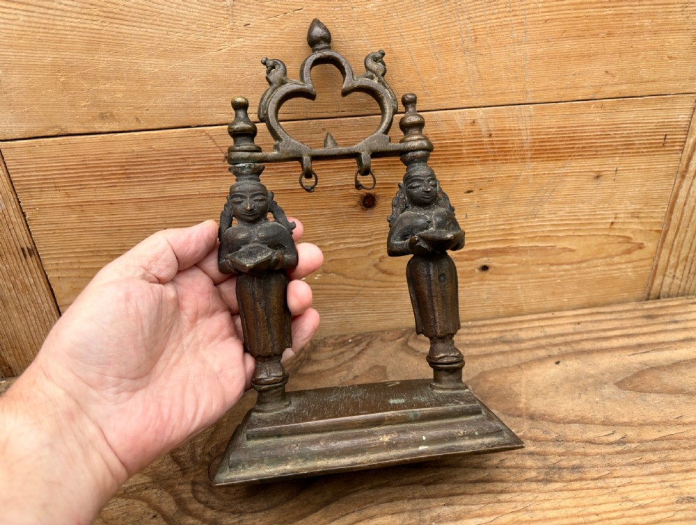 an unusual cast brass twin deepalakshmi hindu ritual lamp southern india mid 19th century