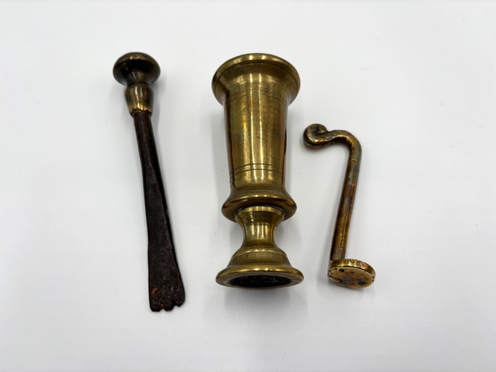 a brass steel betel lime pestlemortar tamper caticut kandy sri lanka c 1890